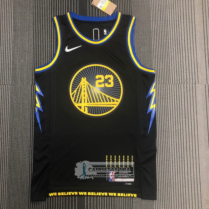 Camiseta Golden State Warriors Draymond Green NO 23 Ciudad 2021-22 Negro